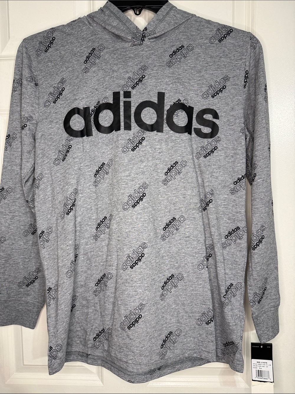 adidas Gray Hoodie with Black Logo Print